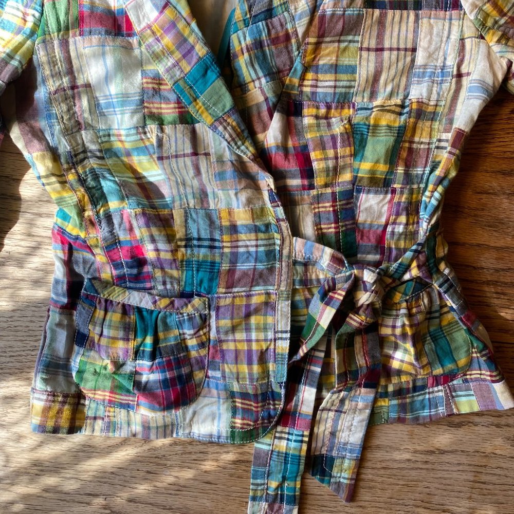 J.Crew Patchwork Multi Color Plaid Spring Blazer … - image 2